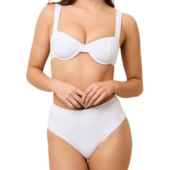 Solid & Striped The Lilo Bikini Swimsuit Top Bottom Large L Marshmallow NWT - Picture 1 of 15